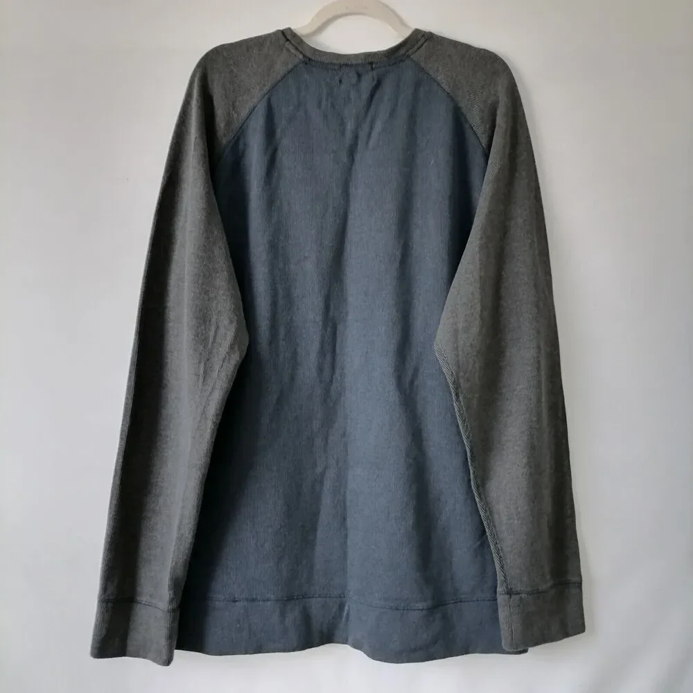DKNY Jeans Men's Blue Gray Color Block Crew Neck Raglan Sleeve Sweater Size XXL - Picture 4 of 8